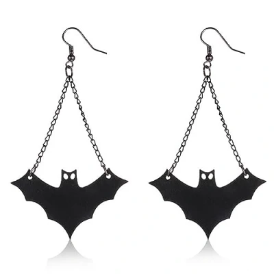 Abbildung von Cubahop Halloween Schwarze Fledermaus Choker Halsketten Gothic Red Genstone Kragen Halskette Anhänger Kette Schmuck für Frauen und Mädchen (Ohrringe)