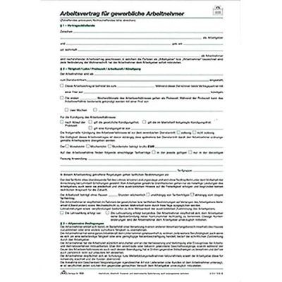 Abbildung von 50 x RNK Arbeitsvertrag für gewerbliche Arbeitnehmer A4