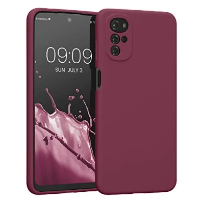 Abbildung von kwmobile Hülle kompatibel mit Motorola Moto G22 Silikon Handy Case Handyhülle weiche Oberfläche kabelloses Laden Rhabarber Rot