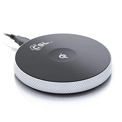 Abbildung von CSL Qi Pad Wireless Charger, 10W Schnellladefunktion, 6mm Ladedistanz, Überladungs und Überspannungsschutz, kompatibel mit Apple, Samsung, LG, HTC, Huawei