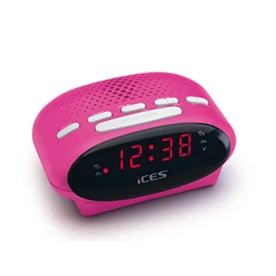 Abbildung von Lenco Radiowecker ICR 210 Pink modernes Uhrenradio mit LED Display &amp; Batterie, erhältlich in 4 Farben