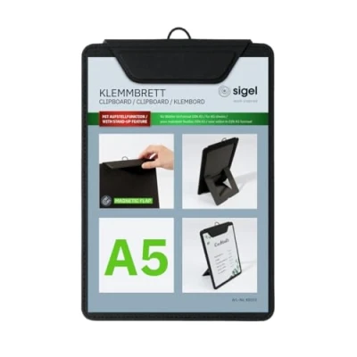 Abbildung von Sigel Speisekarten Klemmbrett für DIN A5 Kunststoff schwarz