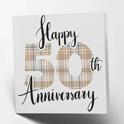 Abbildung von Maturi Glückwunschkarte zum 50. Hochzeitstag, Schottenkaro, innen blanko