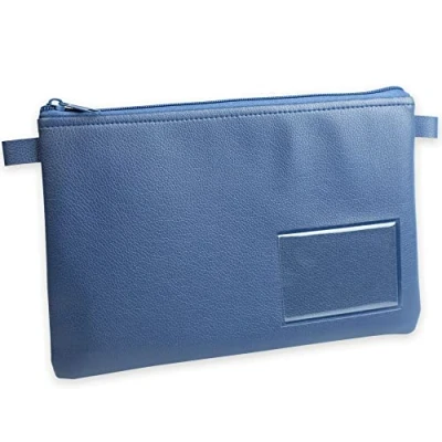 Abbildung von effektivo Banktasche Geldtasche farbig mit Reißverschluss und Fenster, Kunstleder blau, passend für Dokumente bis DIN A5