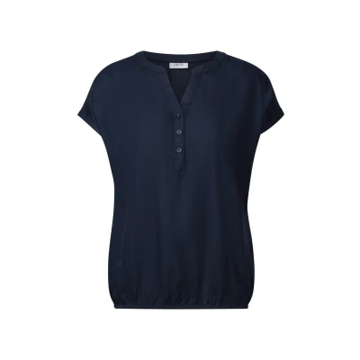 Abbildung von CECIL Damen B345818 Blusenshirt in Unifarbe, Urban Navy Blue, XS