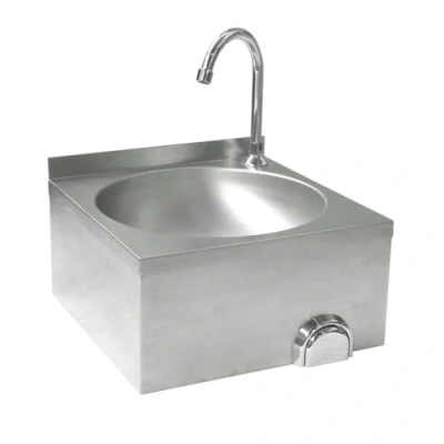 Abbildung von HENDI Waschbecken, mit Kniebedienung, Spülbecken, Inklusive Anschlussmaterial, 400x400x(H)450mm, Edelstahl