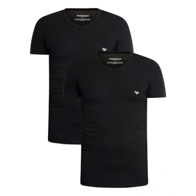 Abbildung von Emporio Armani V NECK 2 PACK Tshirt basic, Herren, Größe: Large, Schwarz