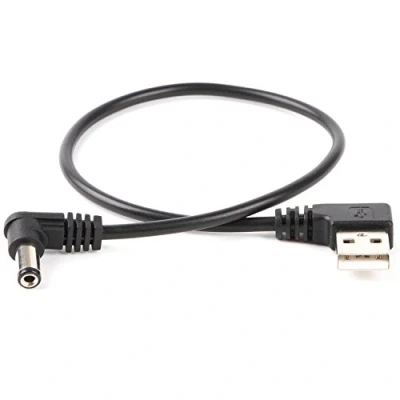 Abbildung von USB auf Barrel Kabel, 5,5 mm/2,1 mm abgewinkelt, 5 V Gleichstrom, Stromkabel (rechtwinklig)