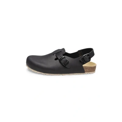Abbildung von VITAFORM Clogs rutschhemmend Spezialsohle Arbeitsschuhe Pflege Damen Herren Arztschuhe ESD Pantolette Leder schwarz 40