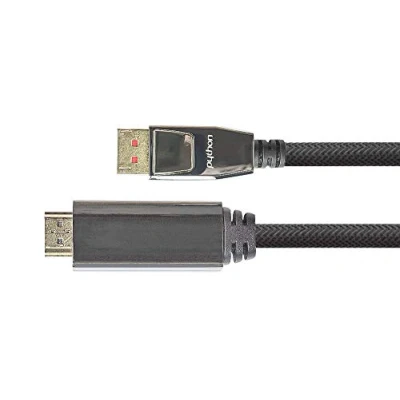 Abbildung von Python Series Premium DisplayPort 1.4 an HDMI 2.0 Anschlusskabel 4K / UHD @60Hz Adapter Kabel 3 Fach Schirmung, Vollmetallstecker, vergoldet KUPFERLEITER Nylongeflecht schwarz, 2m GC M0217