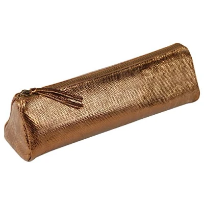 Abbildung von Clairefontaine 410042C Schlampermäppchen KLEO PATHRA dreieckig, aus Lammleder, 22 x 6 6cm, 1 Stück, Bronze