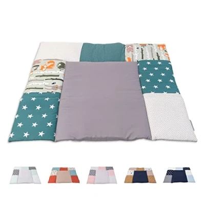 Abbildung von ULLENBOOM ® Wickelauflage 85x75 cm Waldtiere Petrol (Made in EU) Wickelunterlage Waschbar und für Unterwegs geeignet, Bezug: 100% OEKO TEX Baumwolle, Wickeltischauflage 75x85