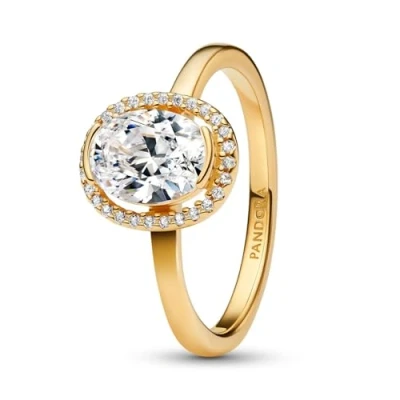 Abbildung von Pandora 163802C01 Damen Ring Ovaler Funkelnder Heiligenschein Goldfarben