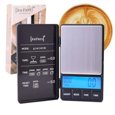Abbildung von JOEFREX Feinwaage Kaffeewaage mit Timer exakte Espressowaage, 0,1g Messgenauigkeit, Tare Funktion, Funktion Countdown
