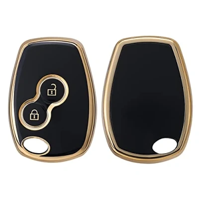 Abbildung von kwmobile Autoschlüssel Hülle kompatibel mit Renault Dacia 2 Tasten Schlüsselhülle Silikon Cover Schwarz Gold