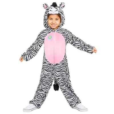 Abbildung von Amscan Kostüm Zebra für Kinder Onesie, Overall Tierkos