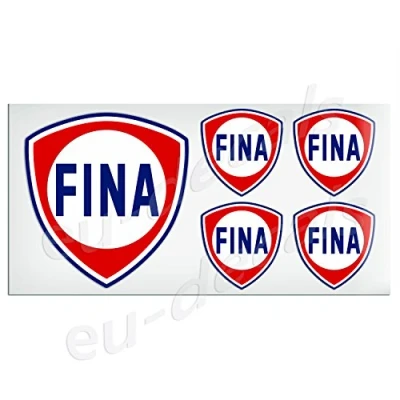 Abbildung von 1 x 100 mm und 4 50 Vintage FINA Gas laminierter Aufkleber Klassischer Retro für Helm Auto Motorrad Roller MioVespa Kollektion