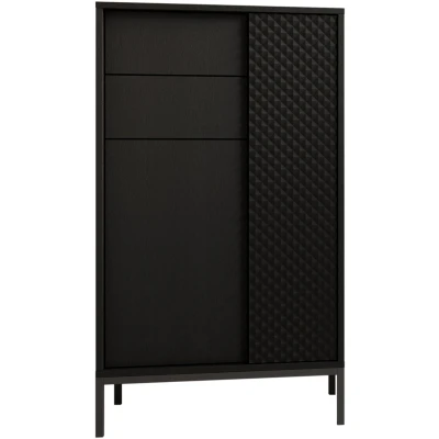 Abbildung von BERLIN Badezimmer Kommode in Schwarz Moderner Badezimmerschrank Bad Schrank mit viel Stauraum 60 x 106 32 cm (B/H/T)