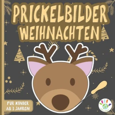 Abbildung von Prickelbilder Weihnachten: Prickel Block für Kinder 3 Jahre Weihnachtsbasteln Bastelbuch Ausmalen, Prickeln, Schneiden Prickelblock mit Winter und Weihnacht Motive ab 3, 4, 5, 6