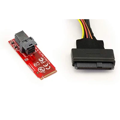 Abbildung von KALEA INFORMATIQUE U2 68Pin SFF 8639 zu M2 PCIe M Key Adapter Konverter mit Mini SAS 8643 1m Kabel. Um EIN U.2 SSD an einem M.2 Port montieren.