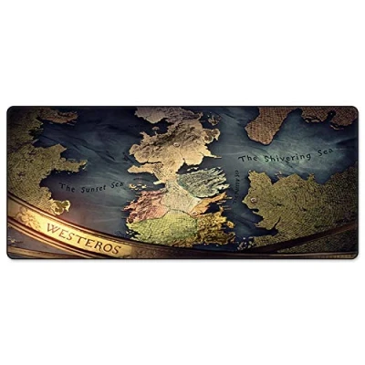 Abbildung von FORRICA Große Gaming Mauspad XXL 900 x 400 mm Mousepad Fransenfreie Ränder Anti Rutsch Schreibtischunterlage Tischunterlage Matte Office rutschfest Weltkarte