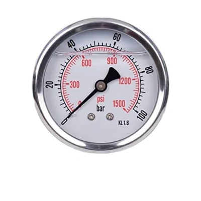 Abbildung von Manometer Glycerin axialer Anbindung Edelstahl IP65 63mm mit Rückanschluss 1/4 (0 100 bar)