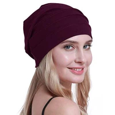 Abbildung von osvyo Baumwolle Chemo Hüte Soft Caps Krebs Kopfbedeckungen für Frauen Haarausfall versiegelt Verpackung Wein