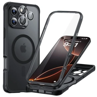 Abbildung von ESR für iPhone 16 Pro Hülle, Kompatibel mit MagSafe, 360 Grad Schutzhülle Stoßfest Militärnorm Magnetische Handyhülle Kameraschutz, Mattschwarz