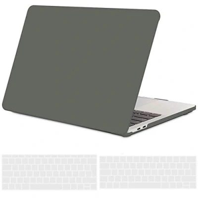 Abbildung von TECOOL Hülle für MacBook Pro 13 Zoll 2022 2021 2020 2016, A2338(M1/M2) A2289 A2251 A2159 A1989 A1706 mit Touch Bar, Ultradünn Schutzhülle Hartschale Matt Case Cover + EU Tastaturschutz, nachtgrün