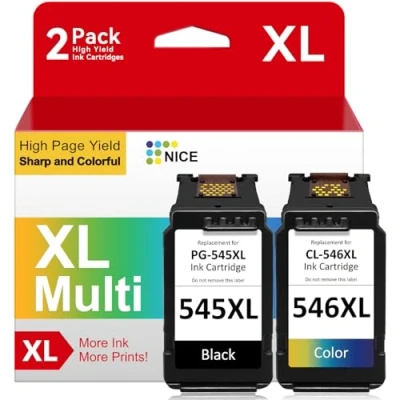 Abbildung von 545XL 546XL Multipack, Patronen 545 546 Kompatibel für Canon Druckerpatronen 546, PG Schwarz CL Farbe Pixma TR4550 TR4551 TS3150 TS3151 TS3350 MG2555s MX495 MX490 IP2850