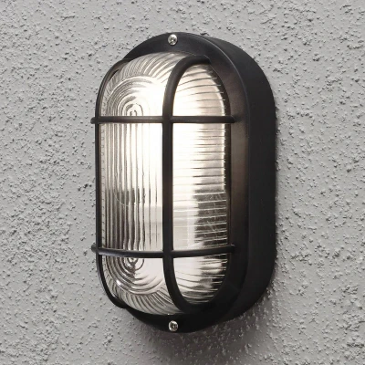 Abbildung von Konstsmide Elmas Wandleuchte B: 12 cm T: 10.5 H: 20 cm, 1 x 40 W Kunststoff/Plastik, klares Glas, schwarz 7650 750