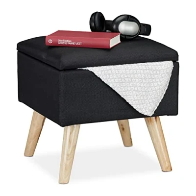 Abbildung von relaxdays Stauraumhocker Hocker mit Stauraum, Schwarz