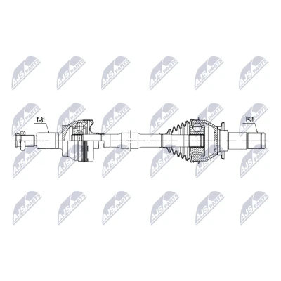 Abbildung von NTY NPW JG 014 Antriebswelle Hinterachse links 777mm Automatikgetriebe