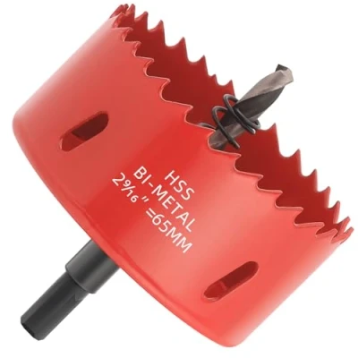 Abbildung von GARHWAL Bi Metall Lochsäge 65mm, Bohrkrone, Lochbohrer, mit Dreiecksschaft Adapter und Zentrierbohrer Präzises schnelles Schneiden von Holz, Kunststoff, Gipskarton, dünnen Metallplatten mehr