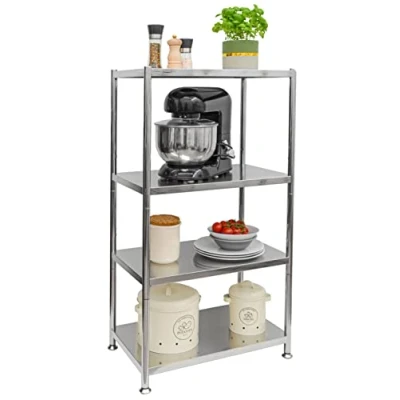 Abbildung von EYEPOWER shelfr 4 Ebenen Edelstahl Regal 61x36x113 Schwerlastregal bis 60kg Metallregal Lagerregal Küche