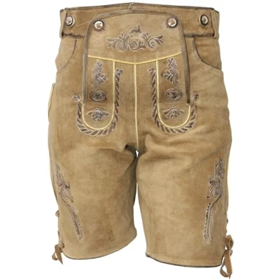 Abbildung von La Chasse® Lederhose Trachten &quot;Wörgl&quot; mit Stickerei und Hosenträger kurz Oefele