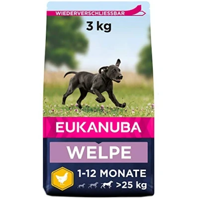 Abbildung von Eukanuba Welpenfutter mit frischem Huhn für große Rassen, Premium Trockenfutter Welpen, 3 kg