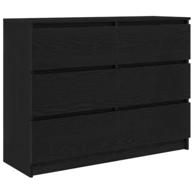 Abbildung von vidaXL Sideboard Schwarz Eichen Optik 100x35x76 cm Holzwerkstoff, Kommode, Schrank, Mehrzweckschrank, Anrichte, Beistellschrank, Flurschrank