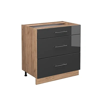 Abbildung von Vicco Unterschrank Fame Line Anthrazit Hochglanz/Eiche 80cm, ohne Arbeitsplatte
