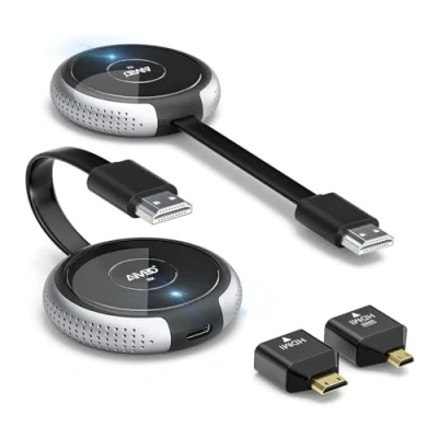 Abbildung von HDMI Wireless, Wireless Transmitter and Receiver 4K Decoding, 165FT/50M Funk Funkübertragung 5G Extender für Streaming Video Audio von Laptop/PC/Kamera zu TV/Projektor, Silber