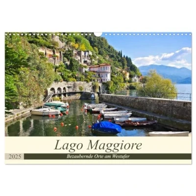 Abbildung von Lago Maggiore Bezaubernde Orte am Westufer (Wandkalender 2025 DIN A3 quer), CALVENDO Monatskalender