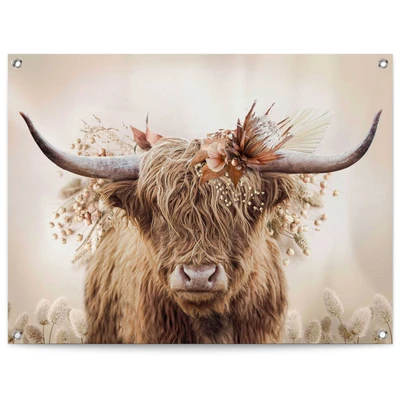 Abbildung von Reinders Poster &quot;Highlander in Blumen&quot;, Outdoor für Garten oder Balkon