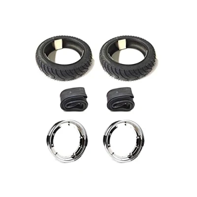 Abbildung von 2X Reifen 100/90 10 Felgen Chrom Satz Vespa Piaggio APE 50 TM, Cosa 200