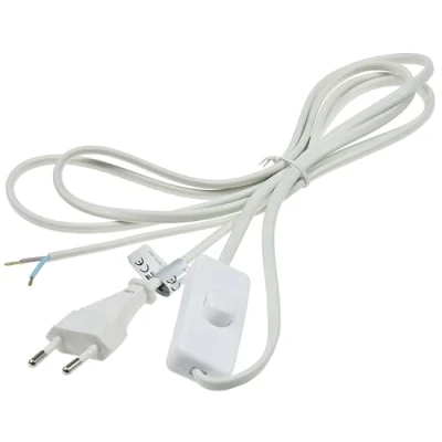 Abbildung von ChiliTec Netzkabel mit Schalter 2m Kabel Anschlusskabel für Lampen Leuchten Geräte 2 polig Schnur Weiß