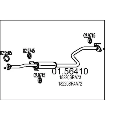 Abbildung von MTS 01.56410 Mittelschalldämpfer 2080 HONDA: CIVIC 5 Coupe, 6 Coupe