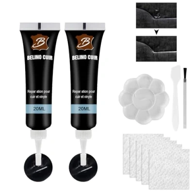 Abbildung von HASAIKA® Lederreparatur Creme, Kunstleder Reparaturset, Leder Restaurator,Reparatur Set für Autositze,Sofas, Lederjacke,Schuhe,Gürtel Kratzer,Löcher, Schwarz
