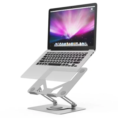 Abbildung von GRIFEMA Laptop Ständer Höhenverstellbar, Faltbarer Stand mit 360 Drehbarer Basis, Belüfteter Laptopständer Kompatibel MacBook Air, Pro, Dell und Laptops 11 17&quot; Silber