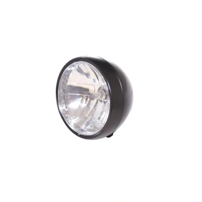 Abbildung von HIGHSIDER Motorrad Scheinwerfer, 6 1/2 Zoll Bodenmontage, Metallgehäuse, schwarz satiniert, klares Glas reflektierend