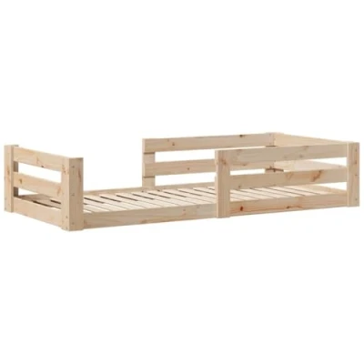Abbildung von vidaXL Massivholzbett, Holzbett Bett ohne Matratze, Bettgestell mit Kopfteil Lattenrost, Bodenbett Einzelbett für Schlafzimmer, 80x200cm Kiefernholz