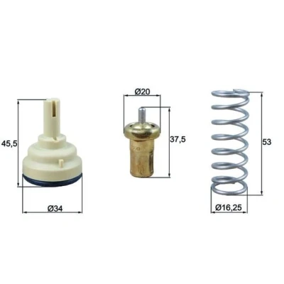 Abbildung von MAHLE ORIGINAL TX 181 105D Kühlwasserthermostat 105 34 mit Dichtung VOLKSWAGEN: Golf Plus / Crossgolf, Passat B6 Limousine, Tiguan I